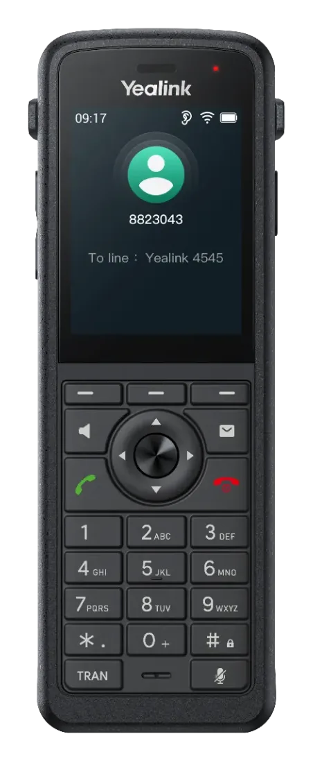 Yealink AX86R spredu – prichádzajúci hovor na 2,4" displeji
