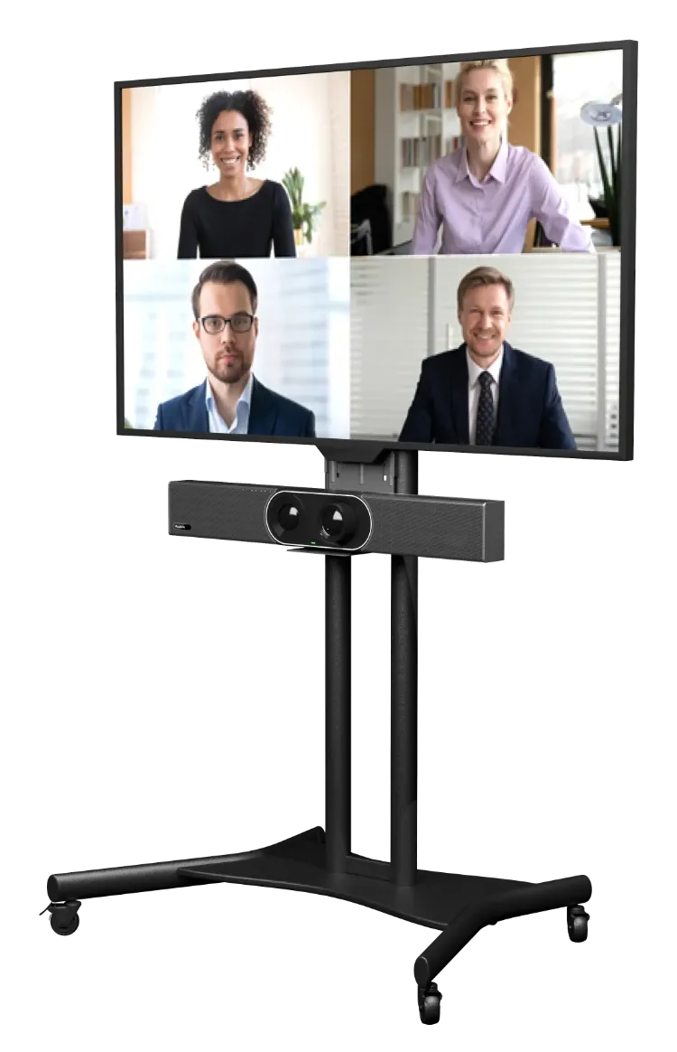 Yealink MeetingBar A30 na mobilnom stojane pod obrazovkou
