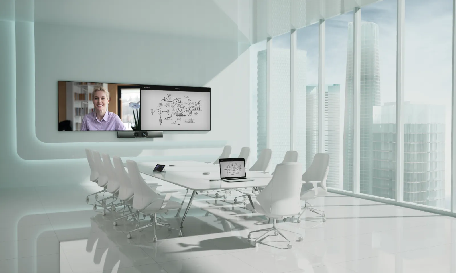 Stredná zasadačka s videobarom Yealink MeetingBar A30