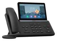 Náhľad: Yealink SIP-T87W zboku – sklopený displej a tenké telo telefónu