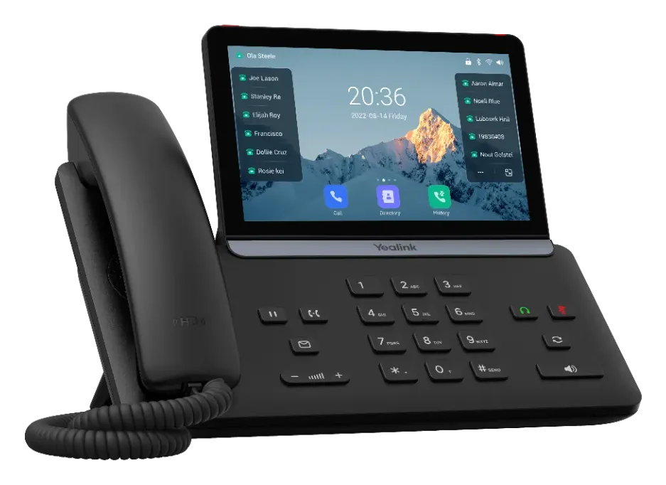 Yealink SIP-T88W zboku – nastaviteľný sklon displeja a slúchadlo